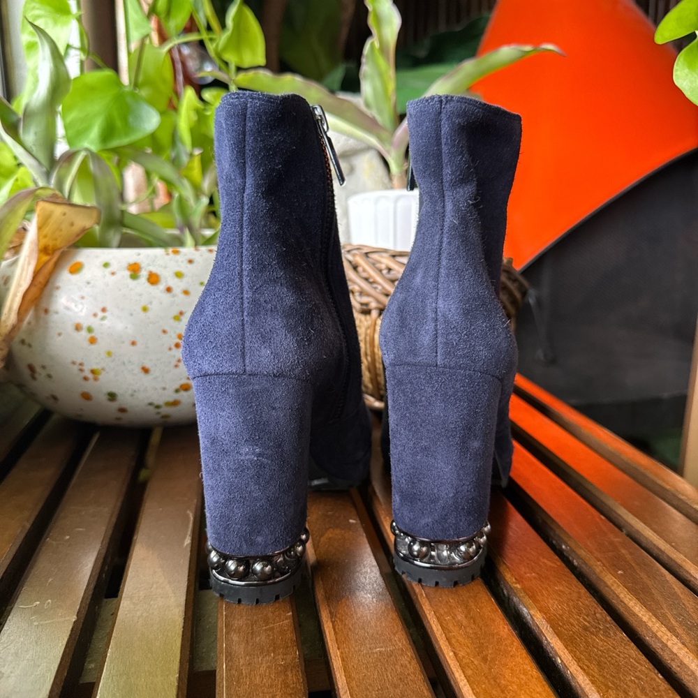 Karl Lagerfeld Blue Heeled Boots with Suede Finish - Picture 3 of 5